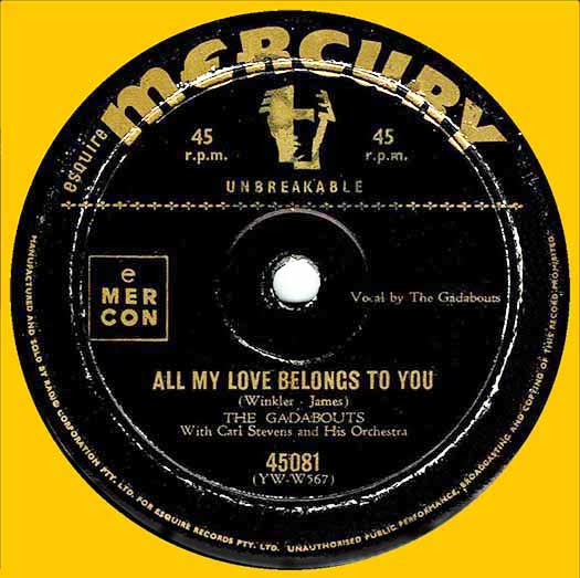 Mercury 45081 record label, The Gadabouts