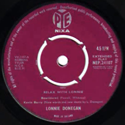 PYE NEP.24107 record label Lonnie Donegan