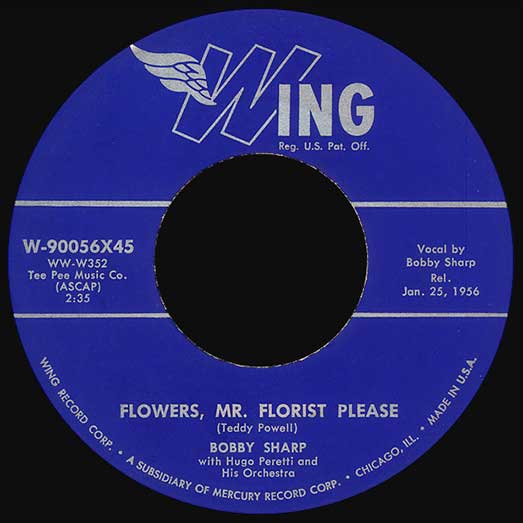 Wing # W-90056X45 record Label, Bobby Sharp