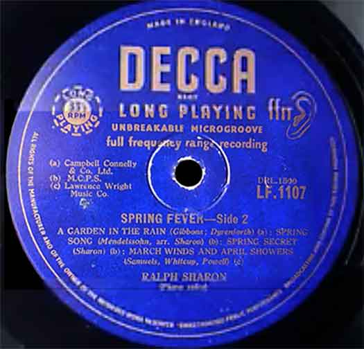 March winds and April showers, Ralph Sharon Trio, DECCA #LF.1107 record label
