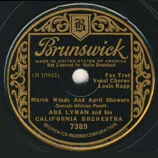 Brunswick record 7389 Abe Lyman and California Band