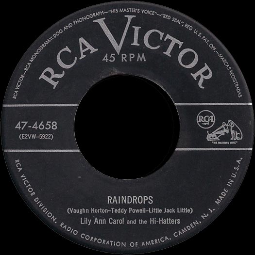 RCA Victor 47-4658 record label, Lily Ann Carol and the Hi-Hatters