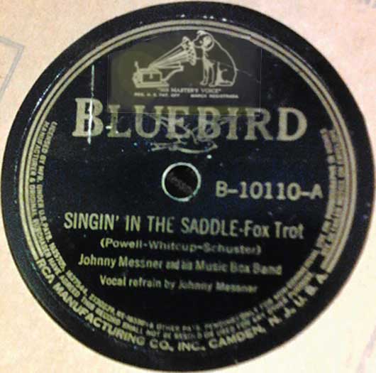 Bluebird # B-10110-A record label Johnny Messner and his music Box Band