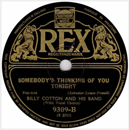 Southern Music REX 9309-B (R 2711) made in England record label