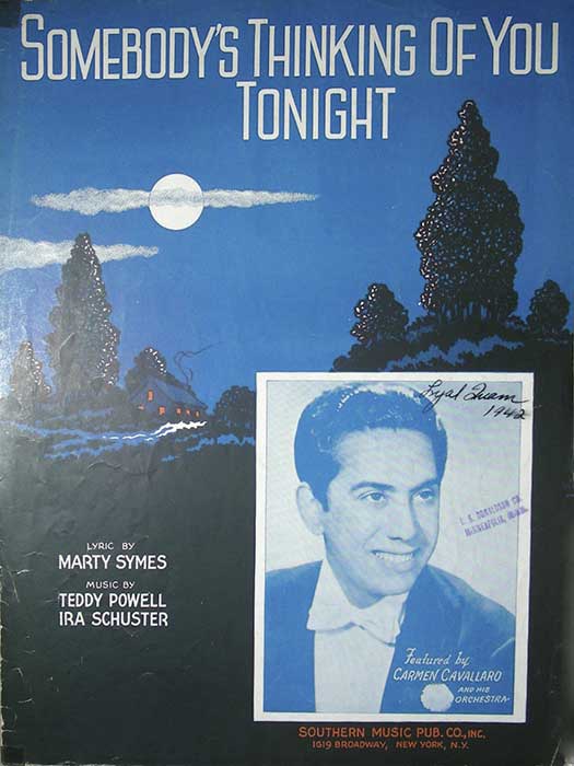 Somebody's Thinking Of You Tonight-Sheetmusic w/ Carmen Cavallaro