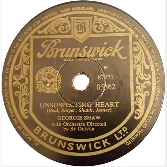 Georgie Shaw Brunswick 05362 record label, made in England