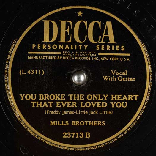 DECCA 23713 B record label, Mills Brothers