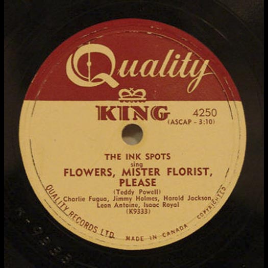 Quality King # 4250 record label, The Ink Spots