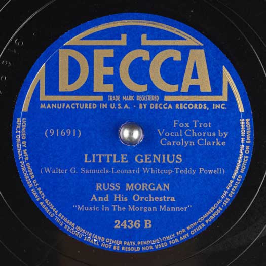 DECCA 2436 B record label Russ Morgan orchestra, Carolyn Clarke vocalist