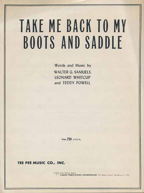 Boots and Saddle Sheetmusic Tee Pee MUsic Co.